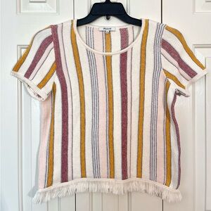 Madewell Blakley Stripe Sweater Tee - Colorful Striped Short Sleeve Top - size M